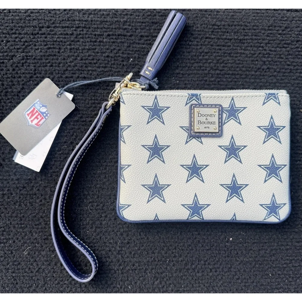 Dooney & Bourke NFL Dallas Cowboys Slim Wristlet Wallet NWT Gray Blue